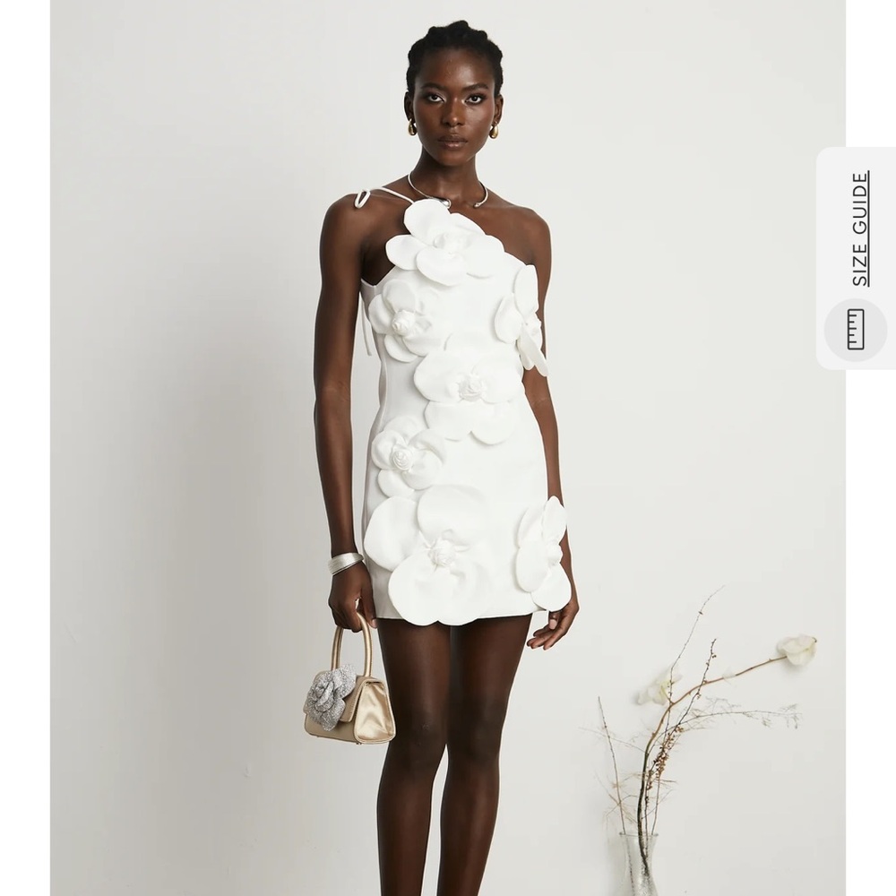 Miss Rosier Liane White Floral Off-shoulder Mini Dress - Picture 2 of 9